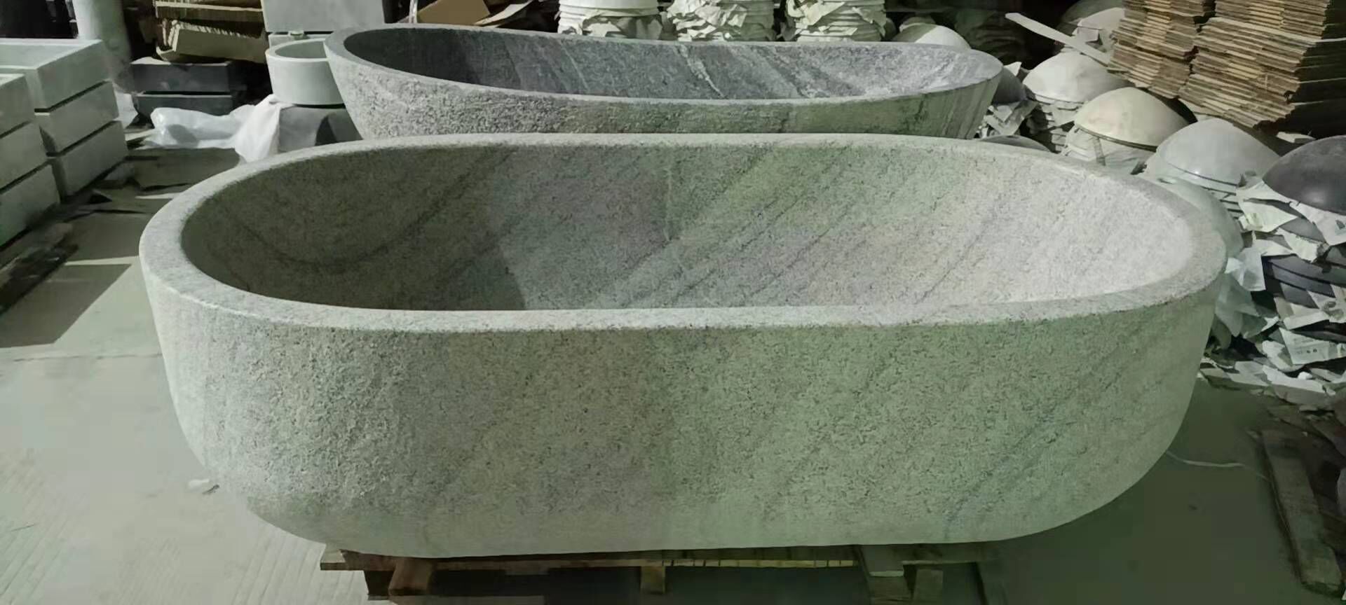 grey sandstone bathtub