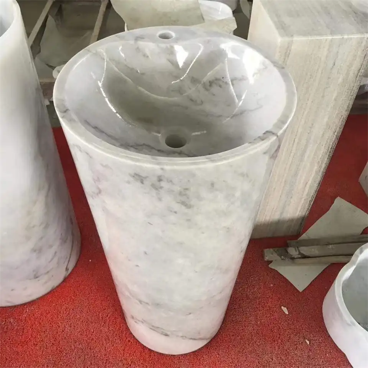 carrara white marble basin and pedestal