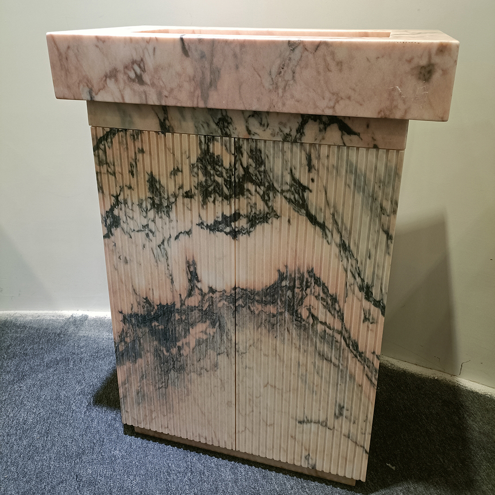 Pink marble bathroom vanity