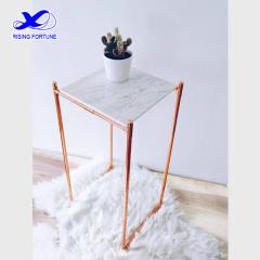 Small square white marble side table