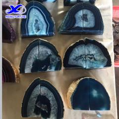 Natural agate bookends blue wholesale