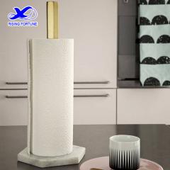 White marble and brass kitchen roll holder