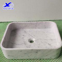 Italian carrara marble honed rectangular vessel basin