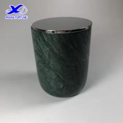 Green marble candle holder with metal lid