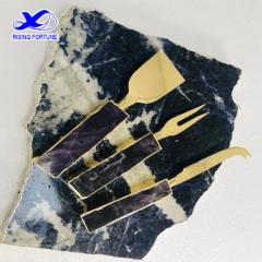 Set of 3 gold rose quartz cheese knives/spreaders