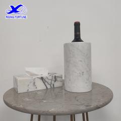 Wholesale White and Black Real Marble Ice Bucket Wine Chiller