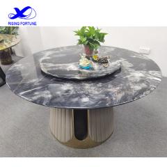 Luxury Round Marble Dining Table Set With Stainless Steel Table Legs