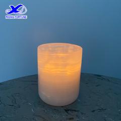 Wholesale Diferent Size white Onyx Candle Jar With Glass Insert