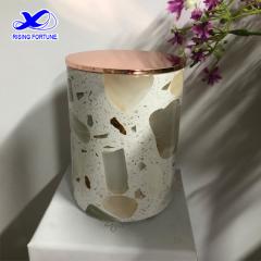 Transparent Terrazzo Stone Jar for Scented Candle With Lid