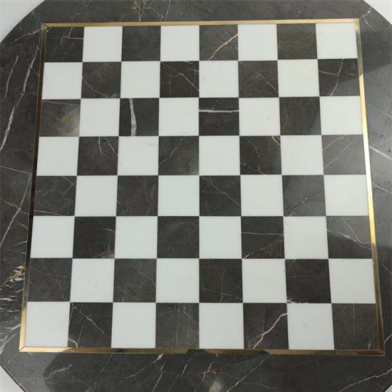 مجموعة الشطرنج من الرخام الأسود المستدير
