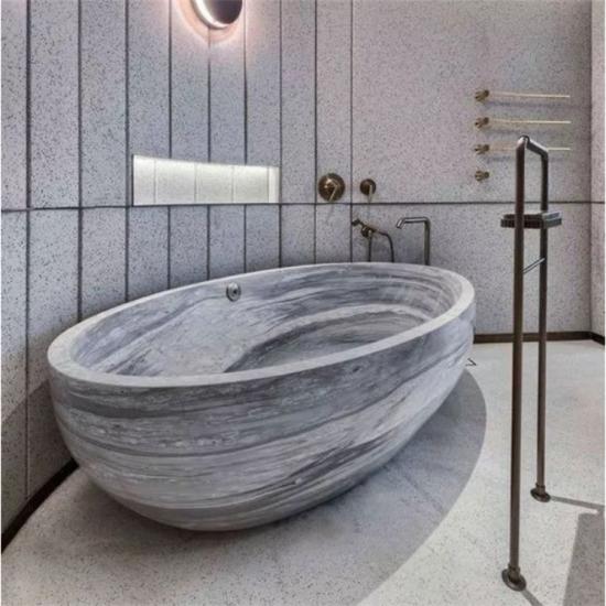 بانيو حمام بإطار رخام أسود فاخر من الرخام الإيطالي
