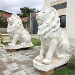 Large Front Door Decor White Marble Standing Lion Statue
