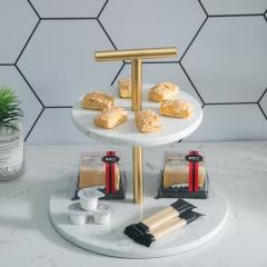 marble 2-tier marble cake stand