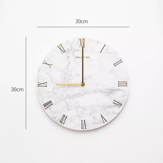 
     ساعة حائط من حجر الرخام الأبيض كارارا التصميم الحديث
    