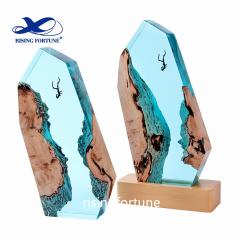 Diver And Humpback Whales Lamp Decorative Usb Desktop Lamp Ornament For Home Office Hot Large Handmade Epoxy Resin Night Light