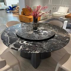 Dining room luxury seater black marble stone top designs square round modern table and chairs set stainless steel dining tables