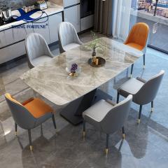 Italian stainless steel leg rock plate table modern sintered stone dining table