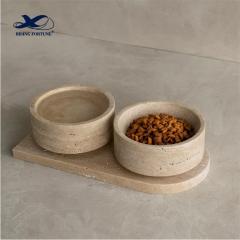 RF Marble Dog Food Bowl Set Of 2 Different Size And Round Shape Pat Dog Bowl For Wholesale Supplier