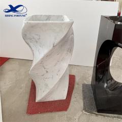 Free Standing Natural Marble Pedestal Basin Washing Sinks For Bathroom