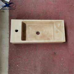 wall-mounted beige travertine washing sink
