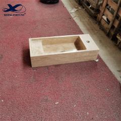 Customized Wall Mount Rectangle Natural Beige Travertine Sink
