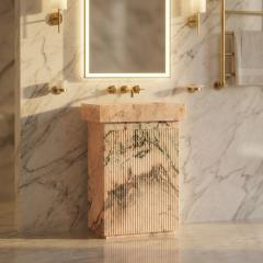 Pink marble bathroom vanity