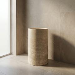 Beige natural travertine stone bathroom sink